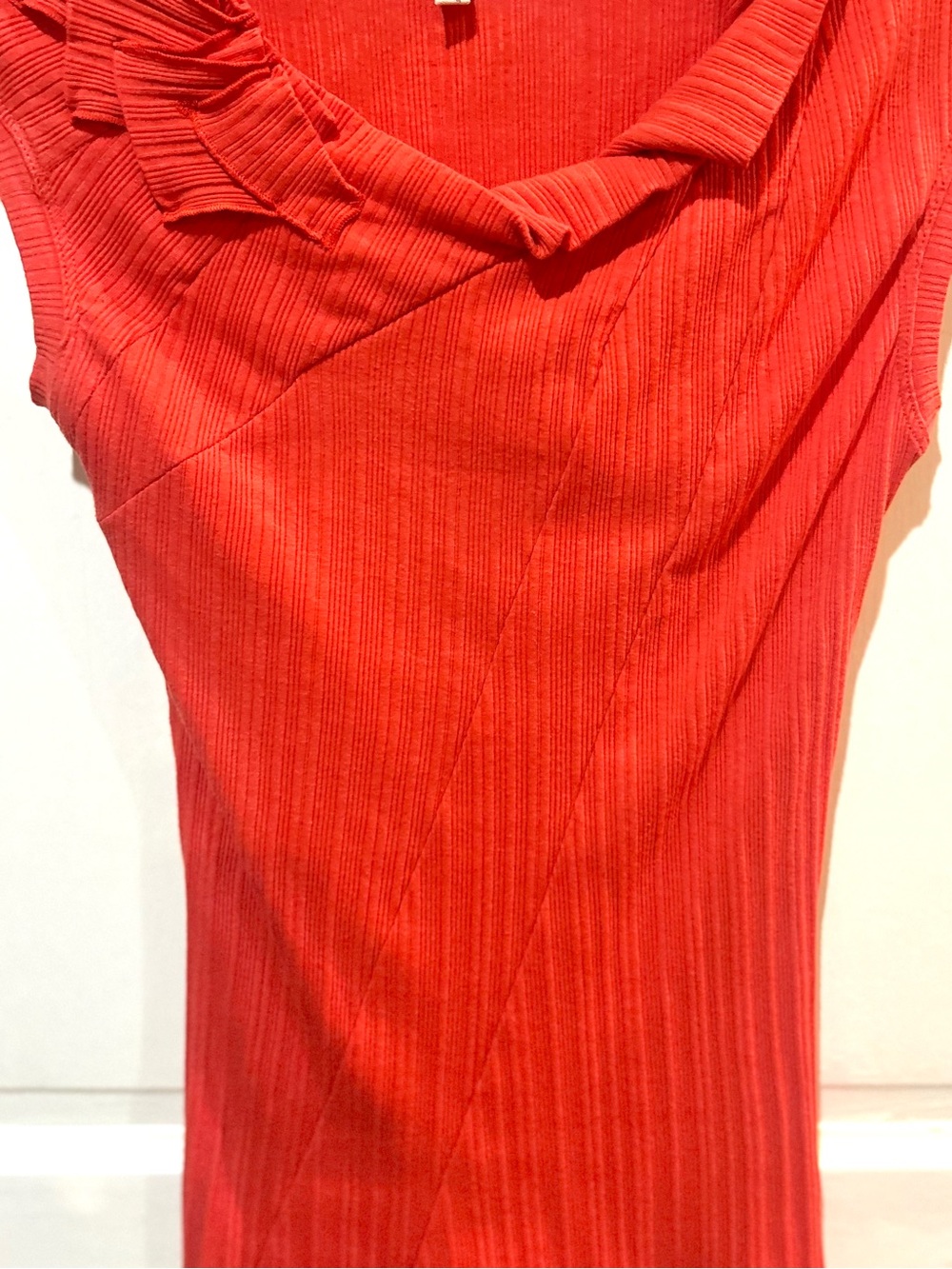 Anthropologie One September Orange Ribbed Knit Cotton Stretch Top Size XS - Picture 5 of 7